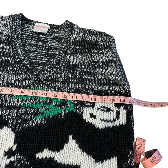 Panda Bear Sweater Vest Large Hand-Knit Pullover Vintage 1980s One Step Up RARE! - Picture 7 of 8